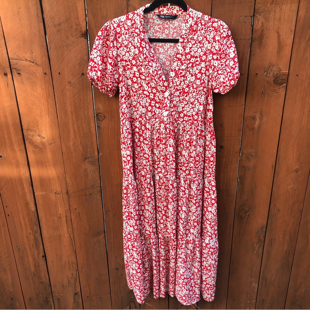 (3 for $60) Zara Floral Peasant Maxi Dress